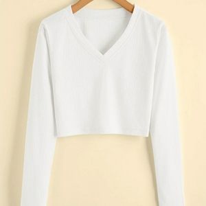 V-neck Ribbed Crop Top